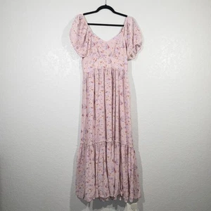 Maxi abito LoveShackFancy rosa tempesta di polvere floreale 100% seta nuovo taglia 6 - Foto 1 di 10
