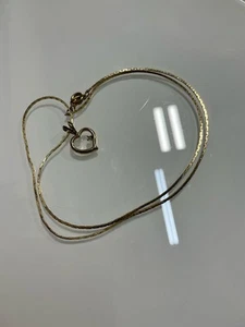 Collana catena 18" ciondolo strass cuore aperto tono oro vintage Corea - Foto 1 di 5