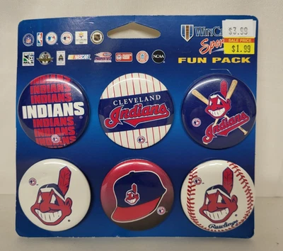 Vintage Cleveland Indians Pinback Button Lot of 6 WinCraft MLB Baseball NOS - Image 1 of 4