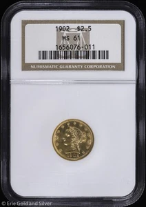 1902 $2.50 Gold Liberty Head Quarter Eagle NGC MS 61 | Uncirculated UNC - Picture 1 of 4