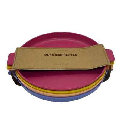 4x Camping Teller Kunststoff Picknick Reisegeschirr Mehrweg Plastikteller - NEU✅ - Bild 1 von 4