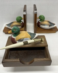 Juego de 3 tapones de madera vintage para libros y soporte para lápices de papel de escritorio - Imagen 1 de 5