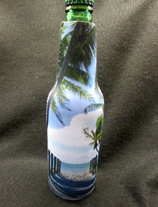TROPICAL BEACH & PALMS Portabotellas Cuello Largo Aislador Enfriador Cerveza Koozie G15 - Imagen 1 de 4