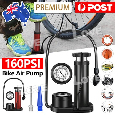 AU Bike Bicycle Pump Ball MotorBike Tyre Tire Air Foot Pedal Inflator with Gauge - image 1 of 4