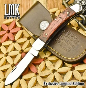 LMK Hot Item D2 Tool Steel Folding Knife Hard Wood Slip Joint Lock Hiking Rare - Picture 1 of 10