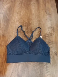 PINK By Victoria's Secret Blue Lace Lightly Lined Bralette Bra Size XS - Picture 1 of 10