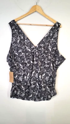 NWT Halogen Womens Plus Sz 3X Black White Splatter Print Sleeveless Top Shirt - Image 1 of 4