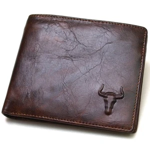 New Genuine Leather Mens Wallet ZIPPER Coin Purse Vintage Retro Style - Picture 1 of 10