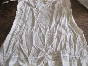 VTG CUTWORK COTTON WHITE SMALL HALF APRON-DEFECTS - Picture 1 of 3