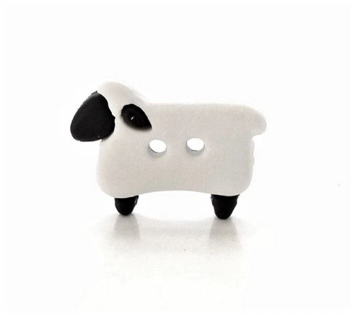 SEWING/KNITTING-BUTTONS 2 x 24x20mm White/Black Sheep (2 Hole) Buttons - Image 1 of 1
