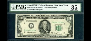 1950E $100 FR# 2162-B* 35 NEW YORK STAR NOTE FEDERAL RESERVE DOLLAR BILL ERROR - Picture 1 of 2