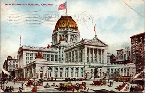New Post Office Building Chicago ILL. DIVIDED BACK postmarked 1908 POSTCARD D6 - Picture 1 of 2