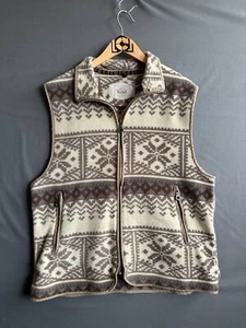 Vintage Woolrich Fleece Vest Womens Medium USA Geometric Pattern Outdoor Hiking - Picture 1 of 5