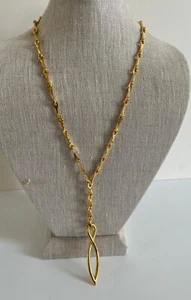 New Robert Lee Morris Gold Tone Chain Link " Goddess" Necklace - Picture 1 of 5