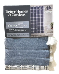 Better Homes & Gardens Chambray Boho Chic Shower Curtain 72" x 72" Insignia Blue - Picture 1 of 7