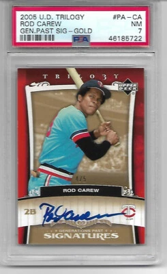 Rod Carew Upper Deck Trilogy Generations Past Signatures PSA autógrafo automático/5 Foto 1 de 2