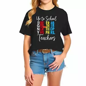Cotton Short Sleeve T-Shirt with Colorful 'Happy Teachers' Word -All cotton - Picture 1 of 4