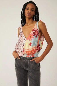 Free People Tied to You Tank Tropical Combo New with tag msrp $98 Sz M Very Cute - Picture 1 of 5