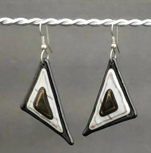 Vintage Retro Ohrhänger Dreieck Keramik  - Bild 1 von 2