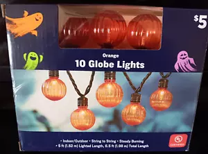 NEW Unopened Box of 10 ct Orange Globe String Lights, 6.5 feet, Halloween Decor - Picture 1 of 4