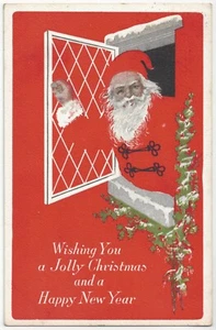 1913 Navidad Santa Claus Ventana Lanzada - Silueta Postal - Imagen 1 de 2