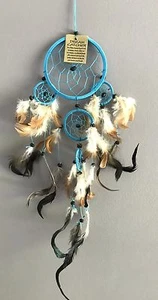 Capteur de rêves attrape rêves dreamcatcher attrape-cauchemar bleu turquoise  - Imagen 1 de 3