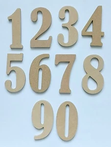 Holzzahlen-10 bis 50 cm-Namen-Schilder-Kinder-Wand-6 Größen-9 mm-Bernard Schrift - Bild 1 von 3