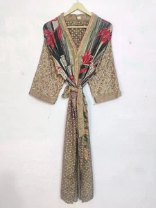 Sleepwear robes Nightdress Kimono Bathrobe Kimono Indian SILK Saree Long SR-410 - Picture 1 of 7
