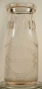 CLOVER DAIRY CO CHIPPEWA FALLS WISCONSIN MEZZA PINTA BOTTIGLIA LATTE - Foto 1 di 5