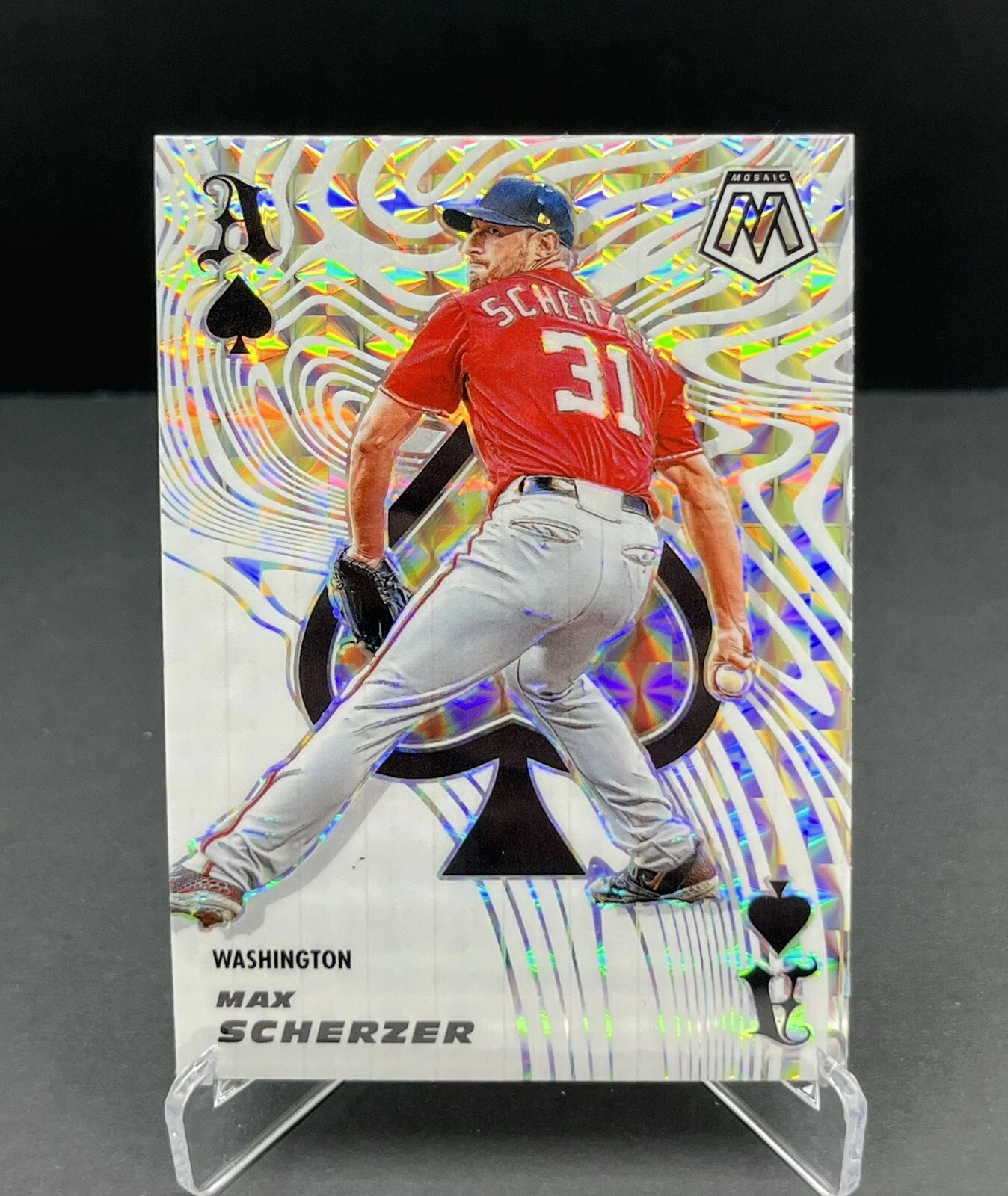 Max Scherzer ACES Silver Mosaic Prizm 2021 Panini Mosaic #ACE9 Texas Rangers SP