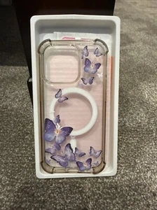 iPhone 14 Pro MagSafe Case With Screen cover - Butterfly Purple - Photo 1 sur 5