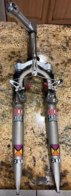 VINTAGE ROCK SHOX 1 1/8" x 6 1/4" THREADLESS CANTI 26" SUSPENSION FORK - WORKS - Image 1 of 4