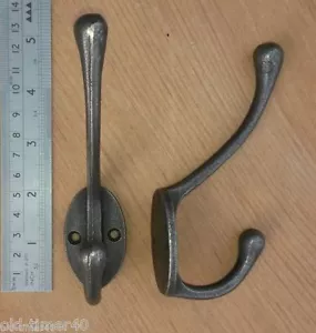 PACK OF 10 CAST VICTORIAN ANTIQUE IRON COAT & HAT HOOKS ReproductionScrews - Picture 1 of 4