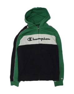 CHAMPION Boys Graphic Zip Hoodie Sweater 15-16 Years 2XL Green Colourblock AD02 - Picture 1 of 4