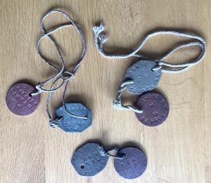 WW2 Genuine British Army Fibre Dog Tags On String Newman Camden Eccles - Picture 1 of 6