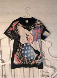 Vintage God Shirt Eagle AOP 90s USA Religion L Single Stitch All Over Print  - Bild 1 von 8