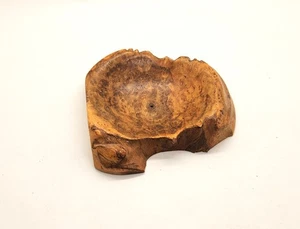 VTG Lathe Turned Burl Wood Small Hunk Slab Trinket Bowl Lacquered Hand Made 3oz+ - Picture 1 of 8