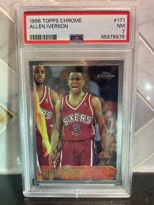 1996-97 Topps Chrome Allen Iverson Rookie Card #171 PSA 7 Sixers - Picture 1 of 2