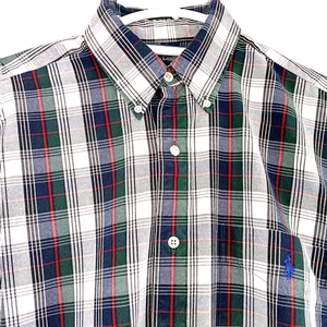 Camisa Ralph Lauren Blaire Para Hombre Mediana Blanca Verde Azul Rojo A Cuadros Manga Larga - Imagen 1 de 13