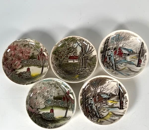 Johnson Brothers Mixed set of 5 Coasters Butter 4" dish Stone Wall, Barn, Snow - Picture 1 of 7