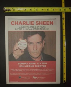Charlie Sheen 2011 Appearance Ad Defeat is Not An Option Tour MGM Grand Foxwood  - Picture 1 of 1