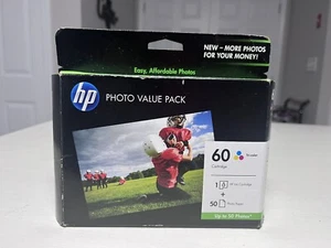 New- Hp Photo Value Pack Tri Color 60 Cartridge+50 Photo Paper, Sealed - Picture 1 of 5