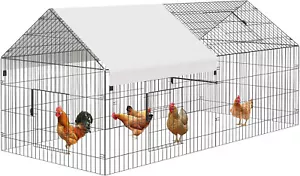 With Cover Chicken Portable Run Poultr Waterproof Coop Chicken Metal 86"×40"×40" - Picture 1 of 12
