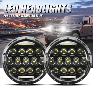7" inch Round LED Halo Headlights Hi/Lo DRL Beam for Jeep Wrangler JK LJ TJ CJ - Picture 1 of 10