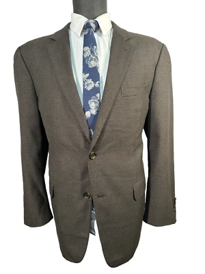 ANDREW FEZZA Mens Brown GLEN PLAID REG FIT Suit Sport Coat Blazer Jacket 44R - Image 1 of 4