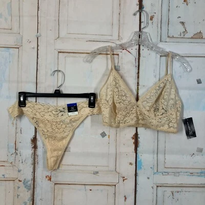 INC Mujer 2 Piezas Sujetador Bralette de Encaje Transparente Tanga Bragas XL Beige Nuevo Foto 1 de 4