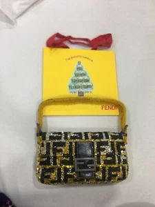 Fendi Baguette Tasche Limited Pailletten Fell selten Gold Silber - Bild 1 von 12