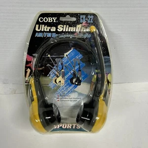 Coby Sports CX-22 Ultra Slimline Retro AM/FM Headphone Radio Yellow New Sealed - Picture 1 of 5