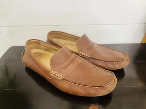 1901 Men’s Loafer Shoes  Brown Pebbled Leather Driving Business Casual  Size 9.5 - Picture 1 of 7