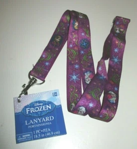 DISNEY FROZEN QUEEN ELSA PRINCESS ANNA KEY CHAIN ID LANYARD STRAP PIN TRADING - Picture 1 of 2